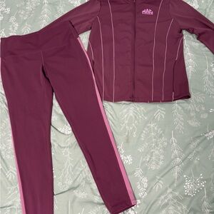 MAC Tools Women’s Maroon Athletic Jacket & Leggings Set - Pink Trim